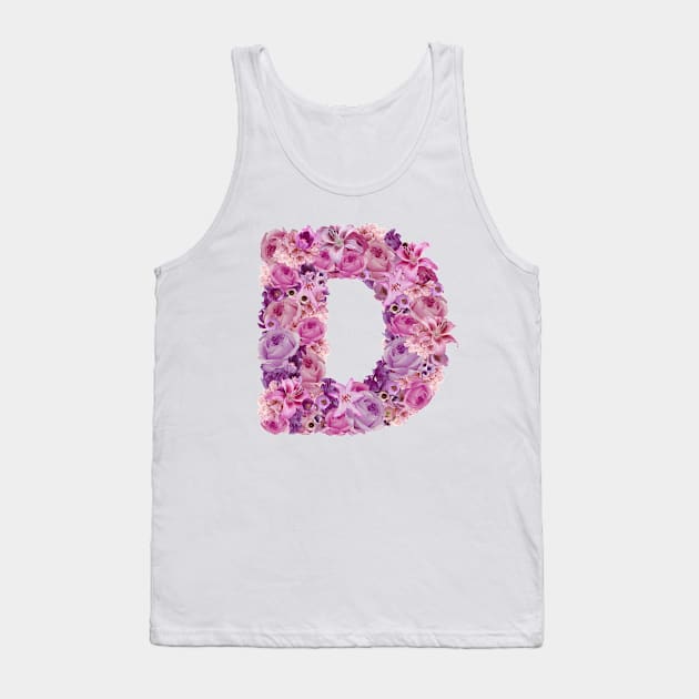 Pink Floral Letter D Tank Top by HayleyLaurenDesign